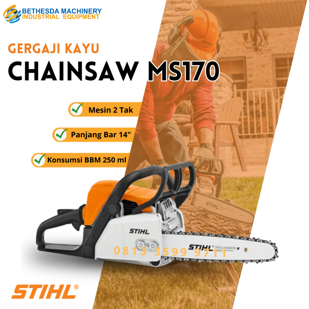 STIHL CHAINSAW MS 170 14 inch SENSO Mesin Gergaji kayu MS170 14" / 35cm