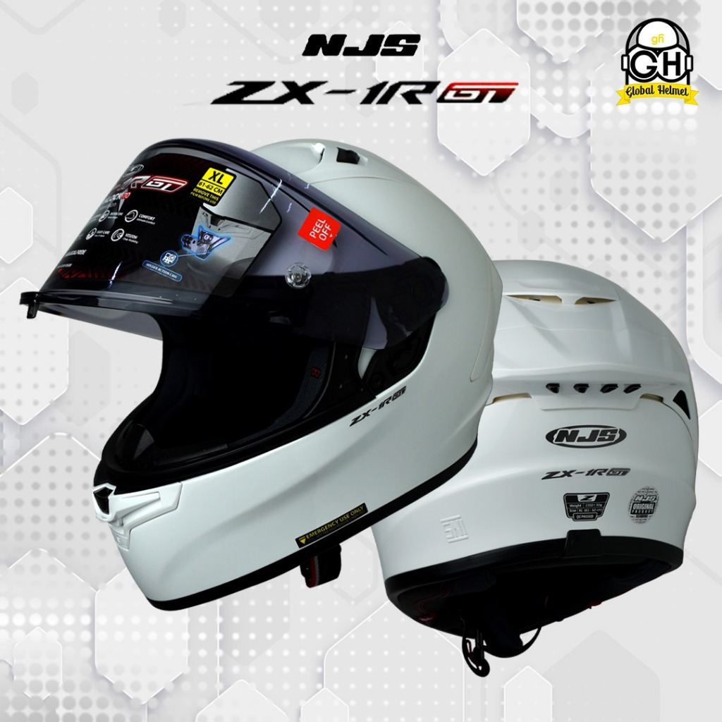 HELM NJS ZX-1R GT SOLID VISTA WHITE HELM FULL FACE SNI