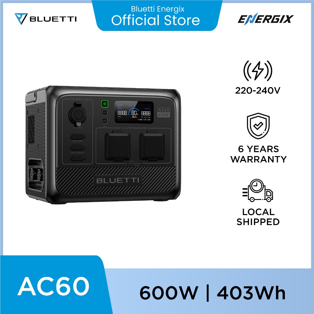 BLUETTI AC60 Portable Power Station | 600W 403Wh