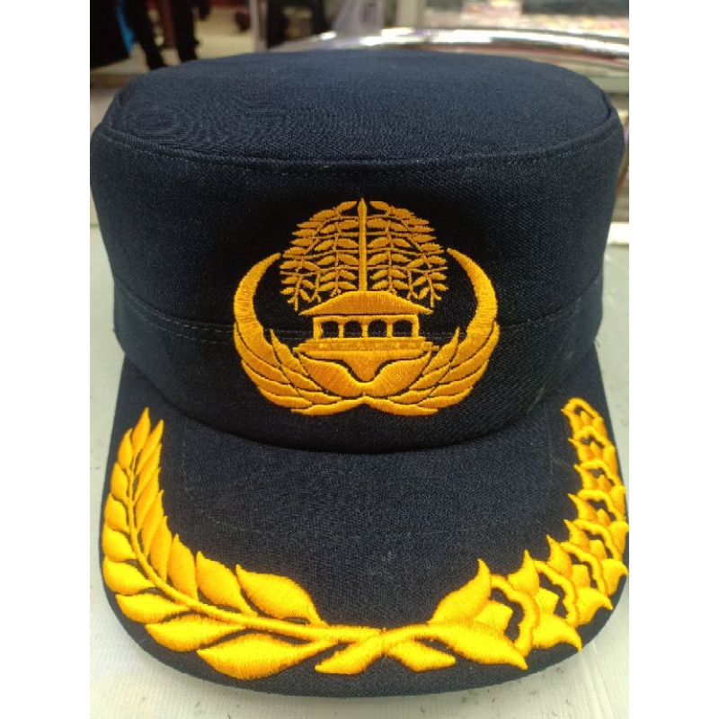TOPI KOMANDO PNS KORPRI LOGO PADI KAPAS TOPI KOMANDO KORPRI LOGO PADI KAPAS WARNA HITAM.