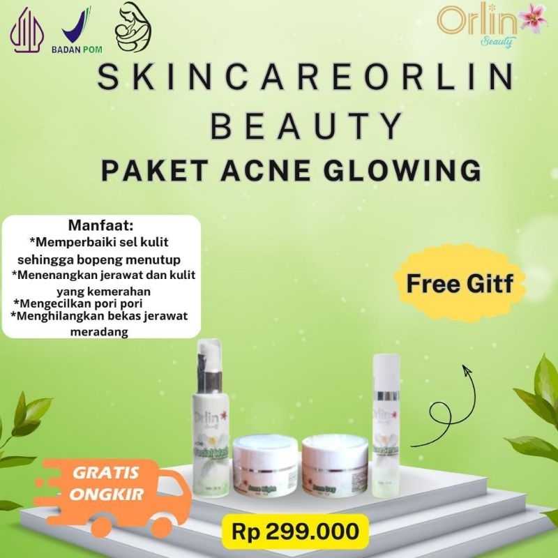 PAKET ACNE GLOW ORLIN BEAUTY/KRIM JERAWAT/KRIM AMAN BPOM/KRIM GLOWING ORLIN BEAUTY