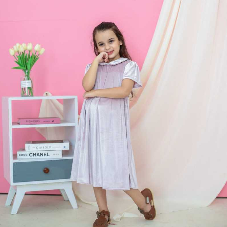 Rugers By Kayamani - Dress Anak Perempuan Dress Anak Cewek - Soft Lilac Shining Dress Bludru