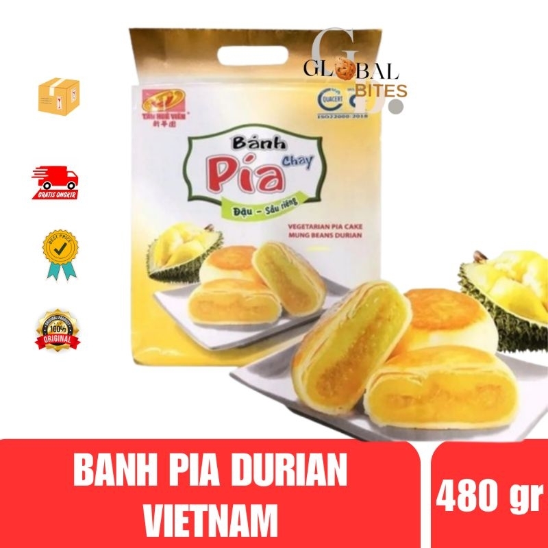 

[BEST BEFORE 10 2025] Banh Pia Chay Pia Cake Durian Vietnam 480g Bakpia Durian Tan Hue vien
