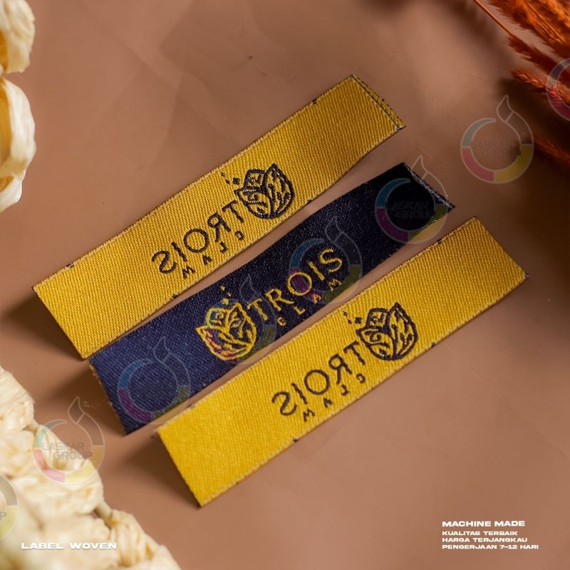 Woven Bordir Lembut 1,2x5cm Woven Bordir Custom Woven Halus Lembut Woven Premium Label Baju Custom C