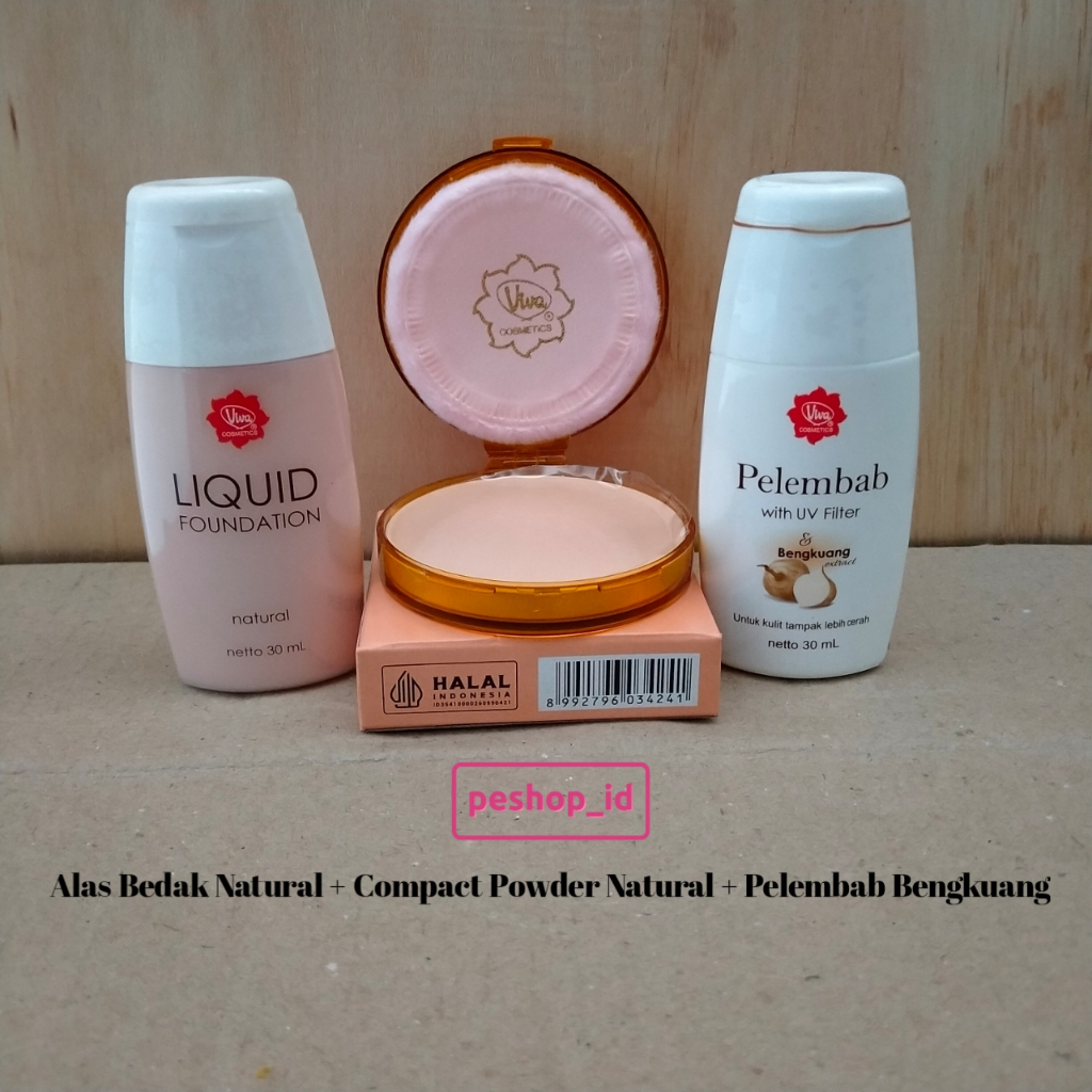 Paket viva alas bedak + compact powder + pelembab