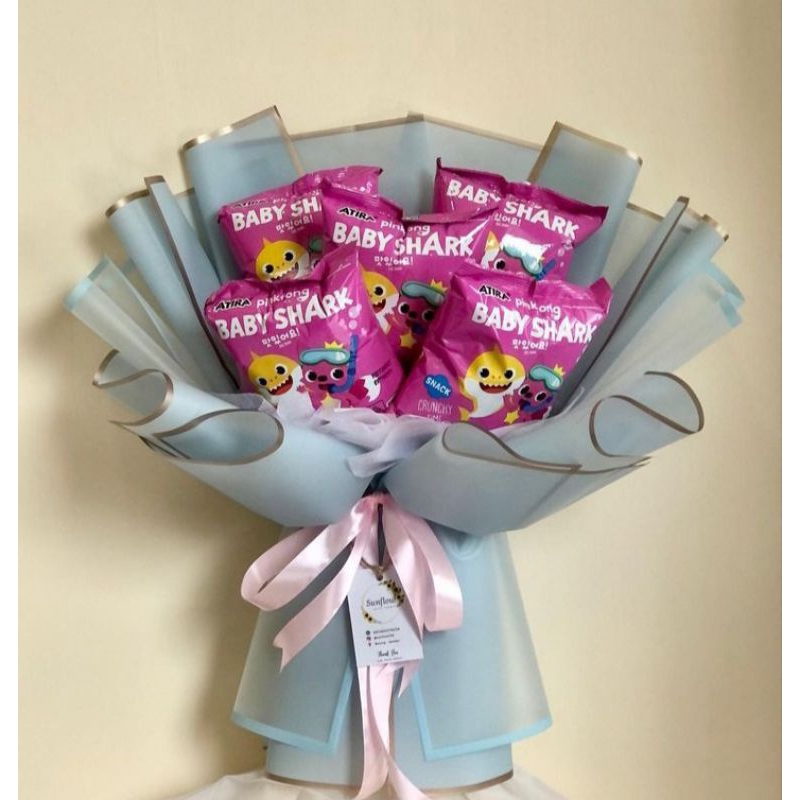 

bucket snack/bouquet snack varian baby shark