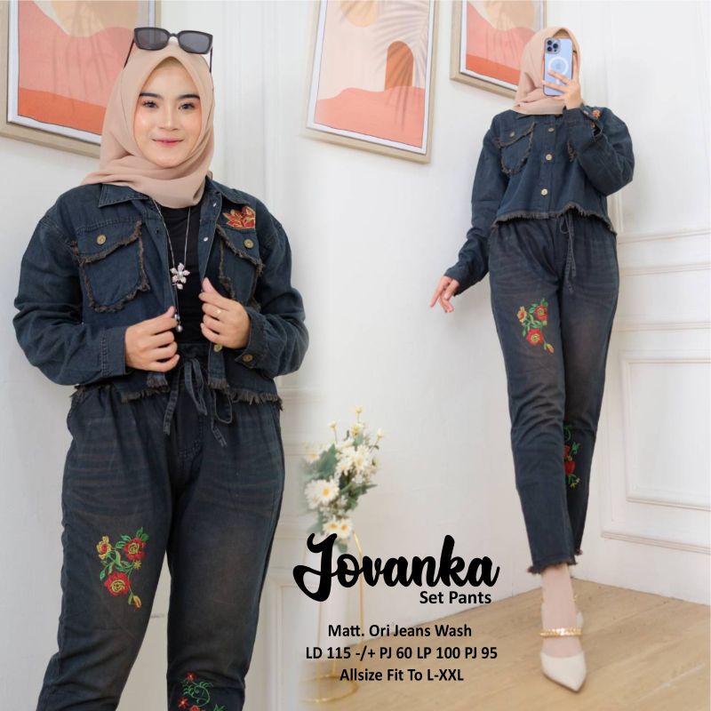 JOVANKA SETELAN BAJU DAN CELANA JEANS WANITA