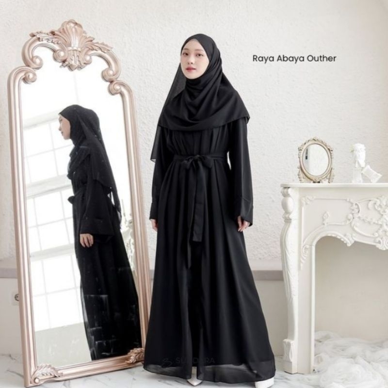 GAMIS ABAYA MEDINA (BONUS PASHMINA) OUTER MENYATU / ABAYA BASIC HITAM TURKEY ARAB / GAMIS  MUSLIMAH 