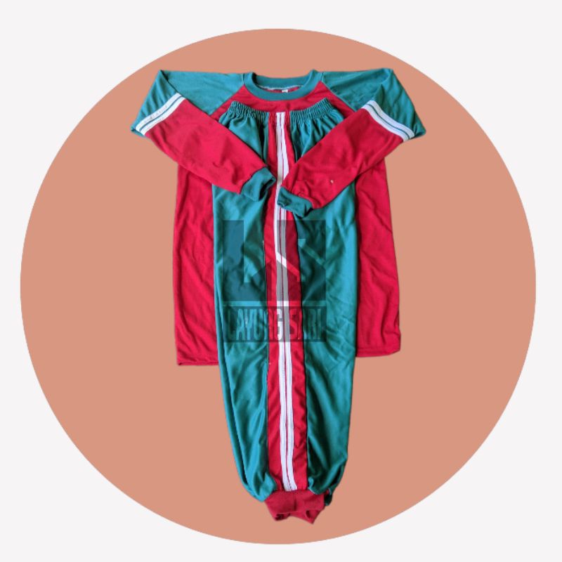 SETELAN KAOS OLAHRAGA TK / SD ( Merah toska Putih )