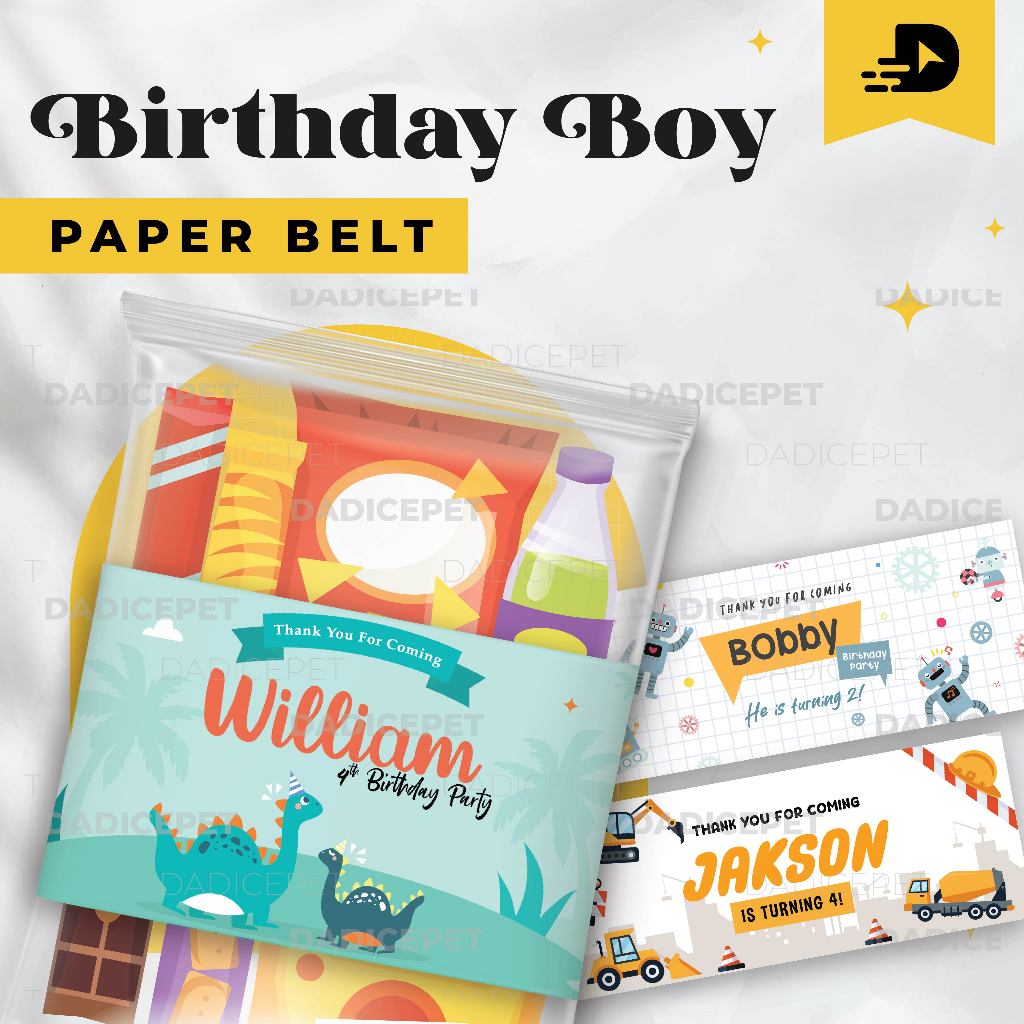 

[MINIM 20 PCS] Paper Belt Birthday Boy / Label Paper Ulang Tahun Anak Custom