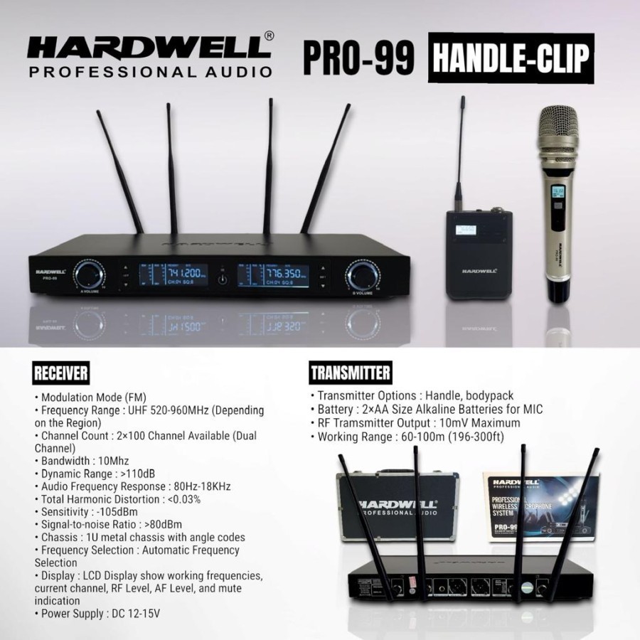 Mic Wireless HARDWEL PRO 99 Pro99 KOPER Handheld Clip On Headset ORI