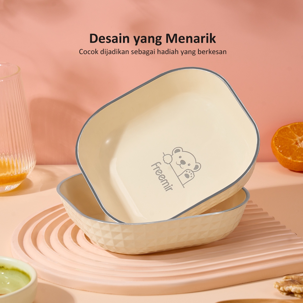 Piring Kotak  Persegi Piring Saji Piring Makan Set 2 pcs Beige