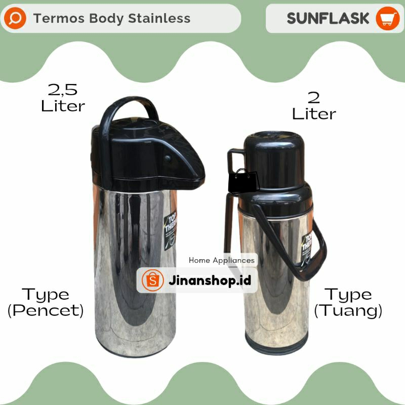 Termos Stainless 2 Liter 2,5 Liter Termos Air Panas Stainless Steel - Sunflask