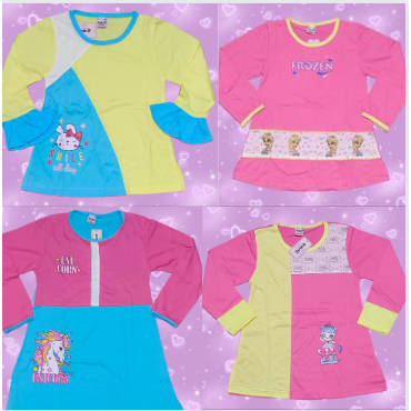 Baju Anak Perempuan Lengan Panjang 2-5 tahun Baju Kaos Anak Tunik Anak Perempuan Baju Kaos Lengan Pa