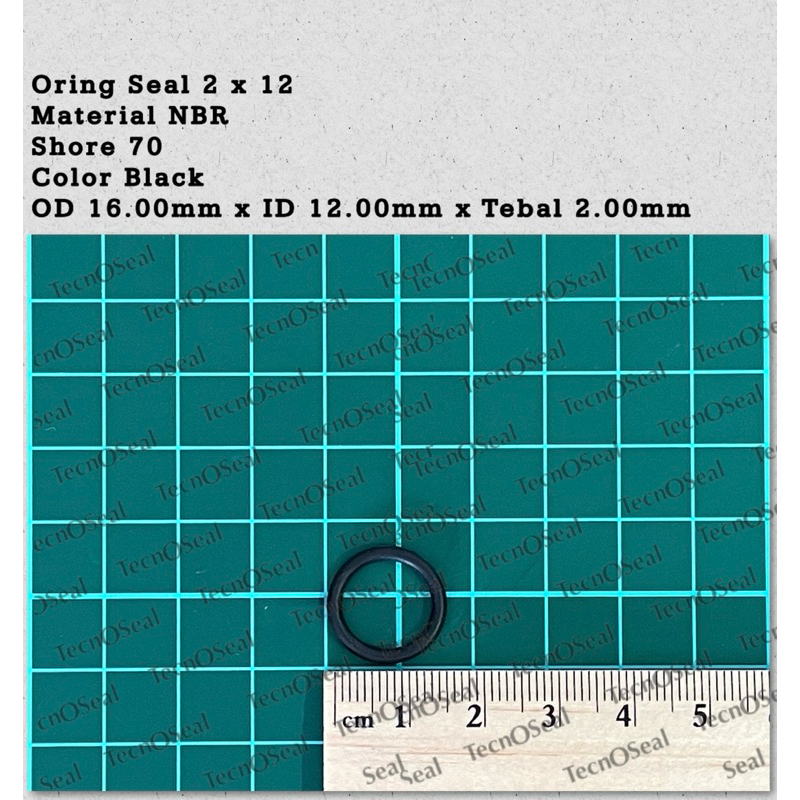 Oring seal metric size 2x12 NBR70 OD 16.00mm x ID 12.00mm x CS 2.00mm