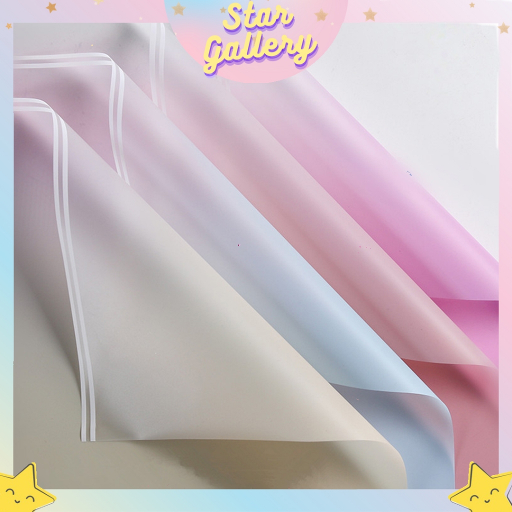 

Kertas Bunga Buket Transparan Garis Gradient Flower Wrapping Kertas Cellophane KB6044
