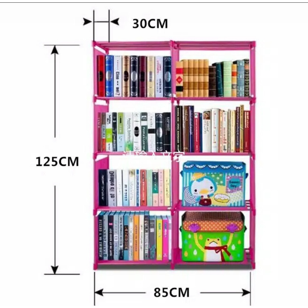 Lemari Buku Rak Buku Minimalis Lemari Tas 2 Susun x 5 Tingkat Ukuran 85 x 30 x 120 CM