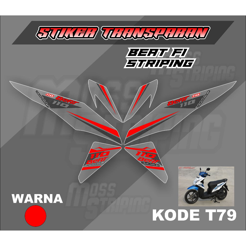 Striping Beat FI Stiker Transparan Beat FI 2013 2014 2015 2016 (T79) Striping UV Design Simpel Minim