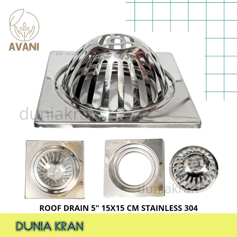 ROOF DRAIN 5" STAINLESS STEEL KOTAK AFUR TALANG STAINLESS AVANI