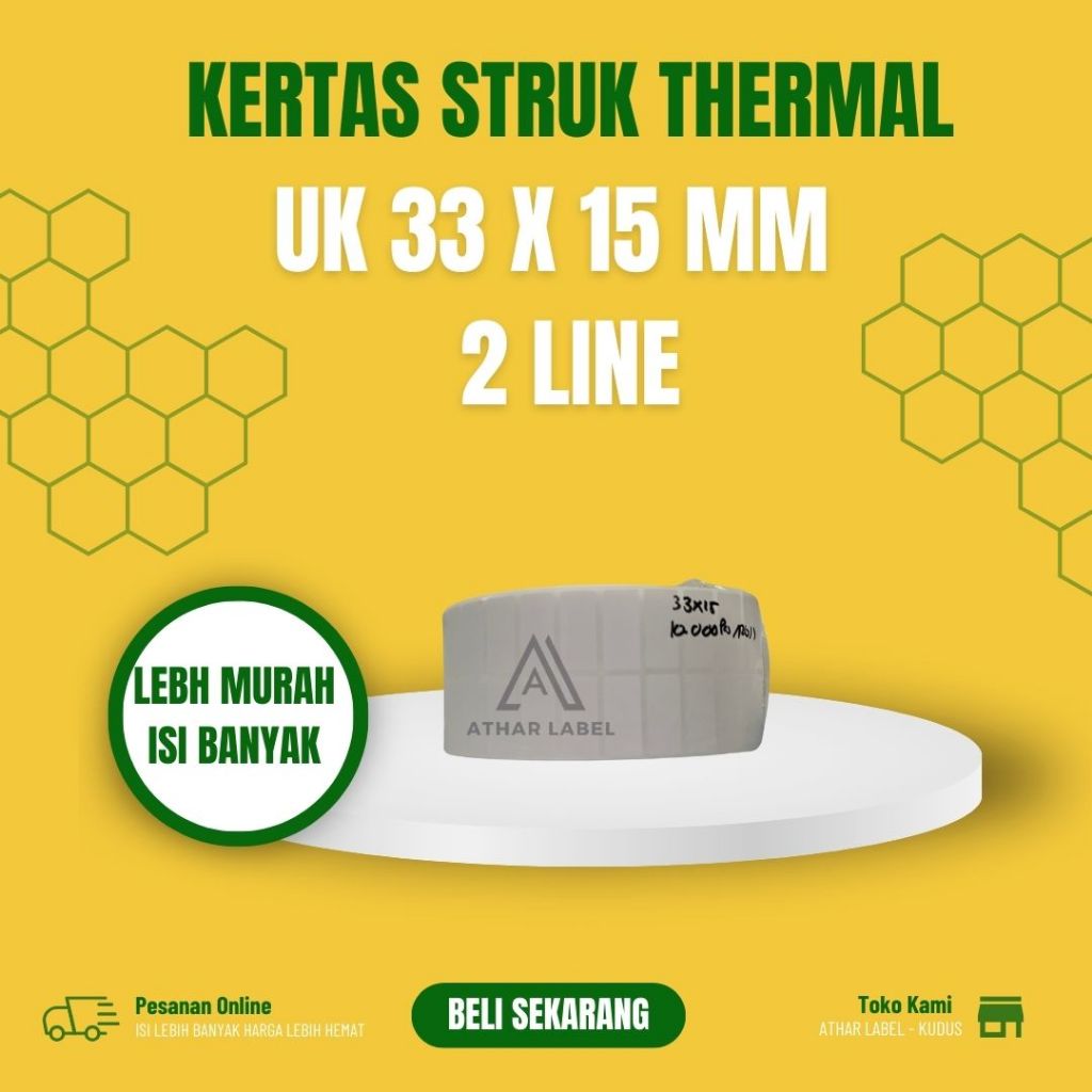 

Label Murah Langsung Pabrik Label Thermal UK 33 X 15 mm 2 Line | Label Thermal 33x15mm 2Line