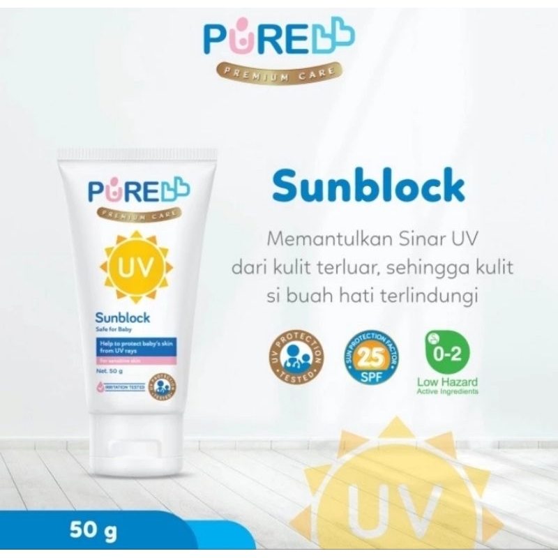 Purebb sunblock 50gr spf 25 tabir surya anak spf 25