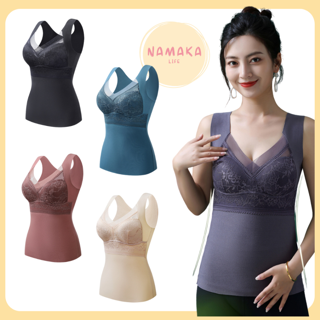 [NL] KAMISOL CAMISOLE PAKAIAN DALAM DENGAN BRA BH WANITA PEREMPUAN CEWEK REMAJA DEWASA JUMBO TANK TO