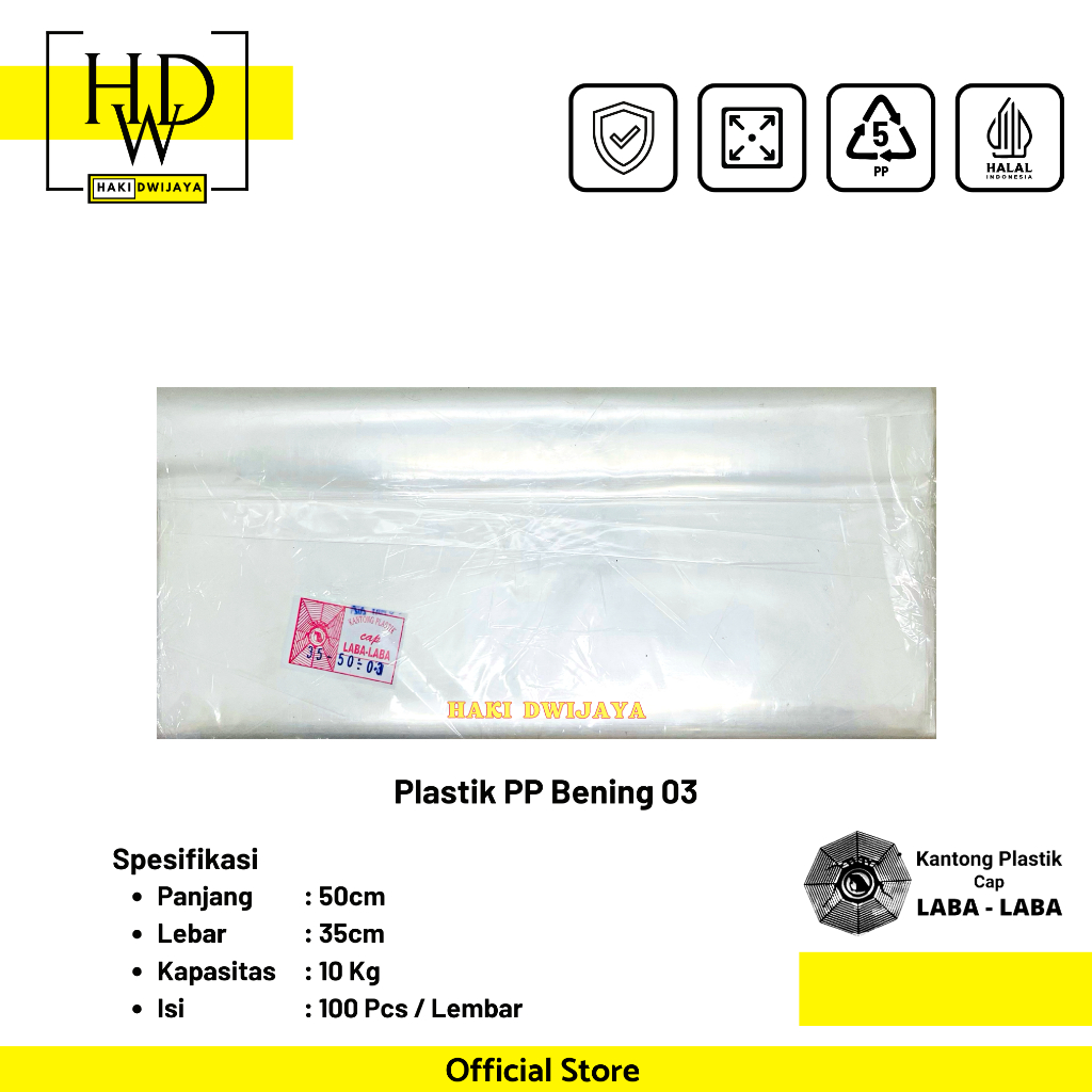 Kantong Plastik Bening PP 35x50cm 10kg Tebal 0,3 - Laba Laba