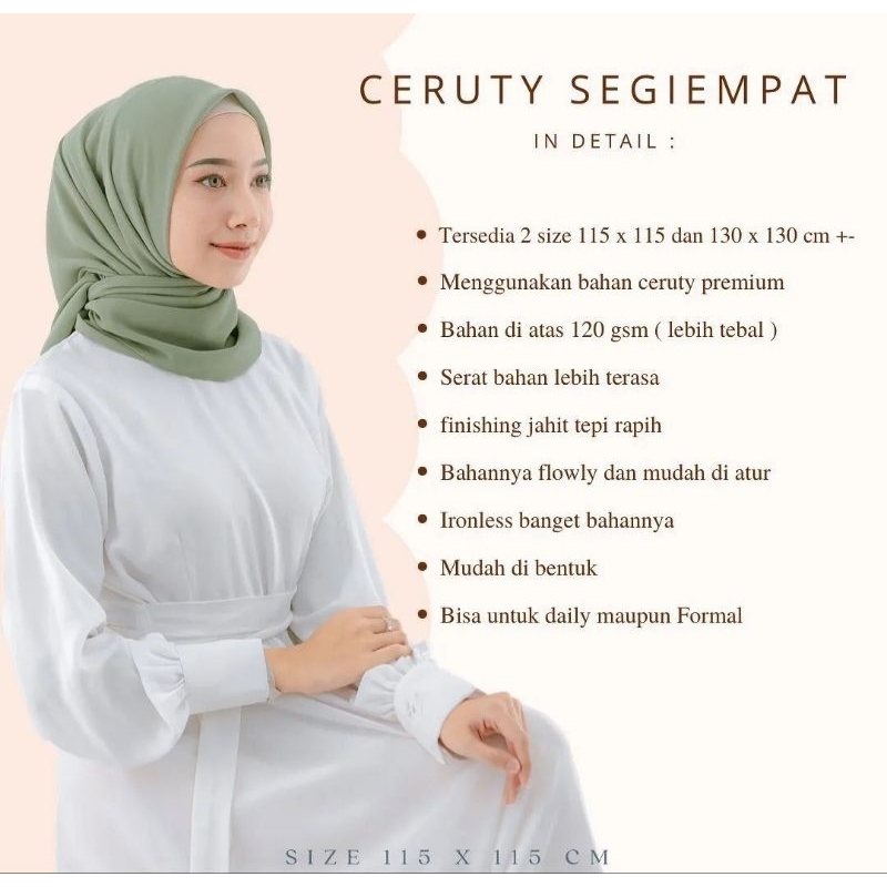 kerudung segi empat ceruty babydoll 130x130 / segi empat ceruty jumbo / hijab segi empat ceruty 130x