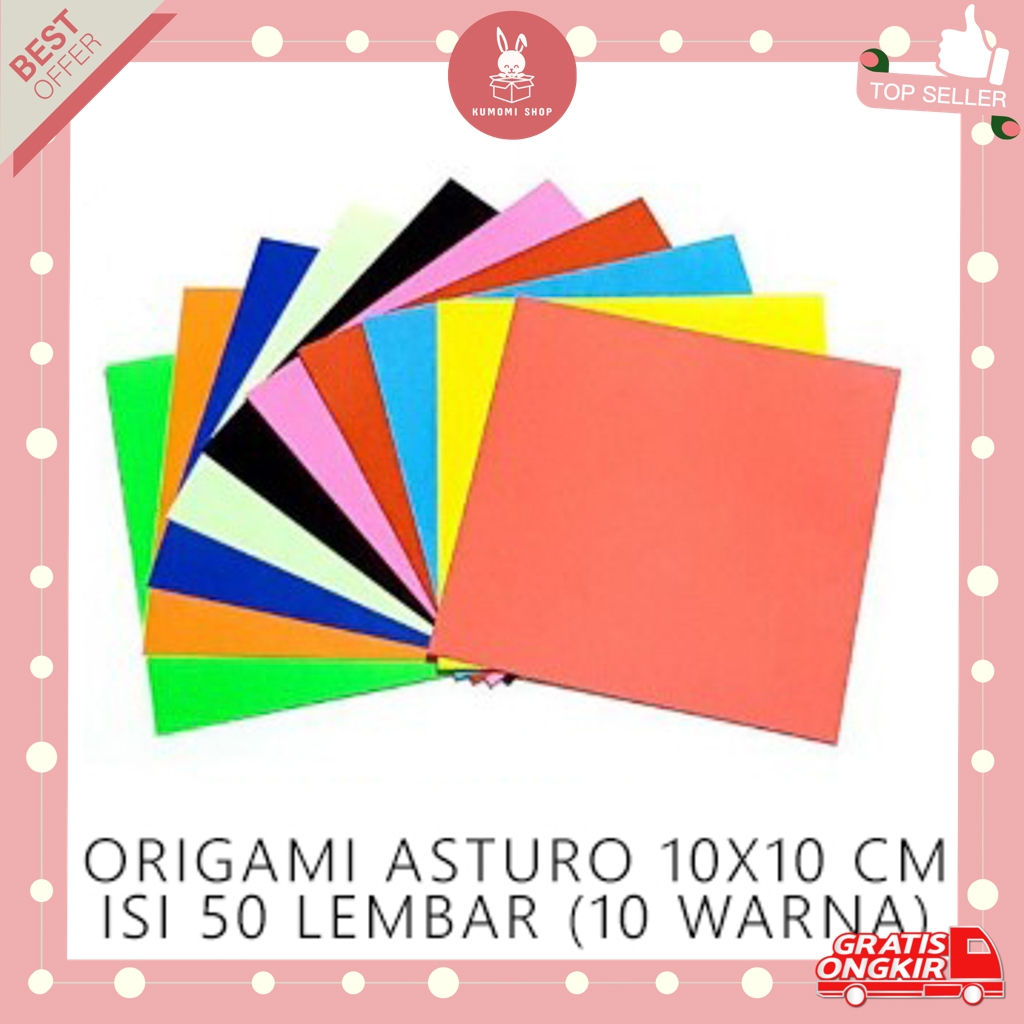 

KUMOMI - Origami Asturo 50 lembar Berbagai Ukuran / Kertas Lipat Warna-warni / Perlengkapan Sekolah TK PreSchool SD / Perlengkapan Kerajinan Tangan Prakarya / 10X10 12X12 14X14 16X16 20X20 CM