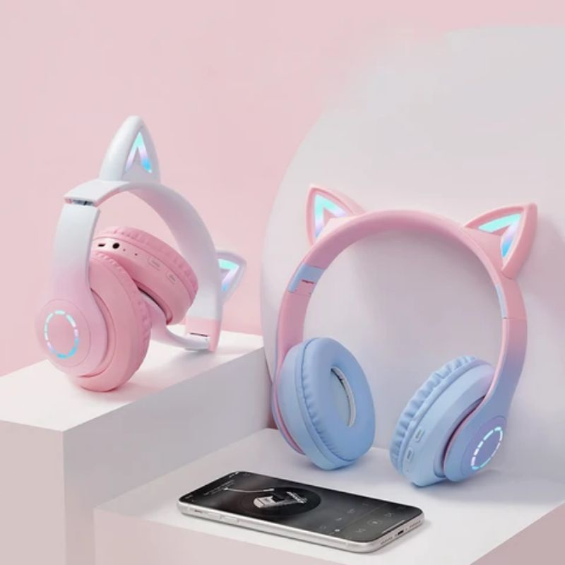 Headset Wireless Cat Ear Style LED Headset Headset Bluetooth Gaming Stereo Bluetooth Wireless Headse