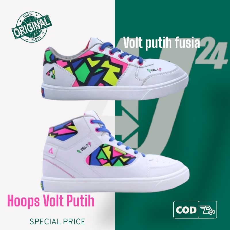 Aerostreet Volt Series Hoops volt putih dan Volt putih Fusia sepatu Original Lokal Brand Aerostreet