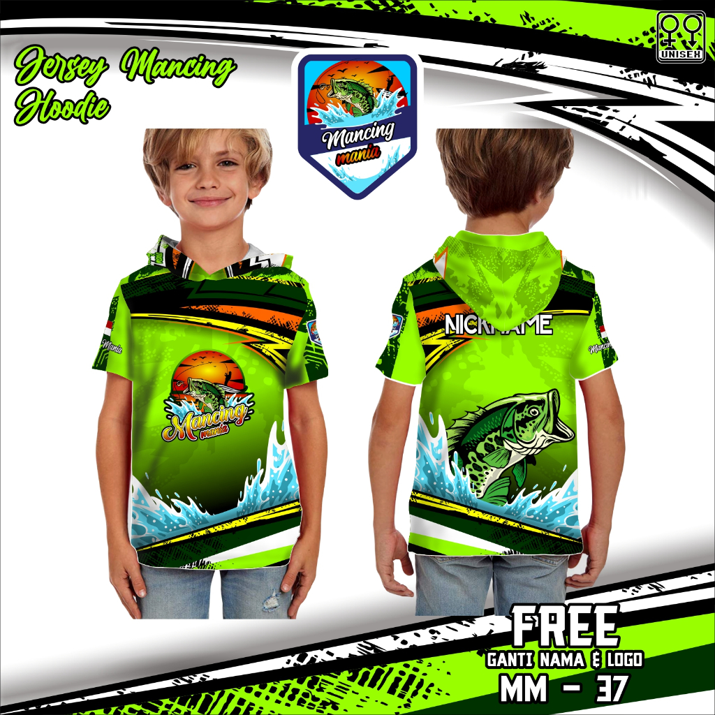 Jersey hoodie mancing anak baju mancing mania terbaru