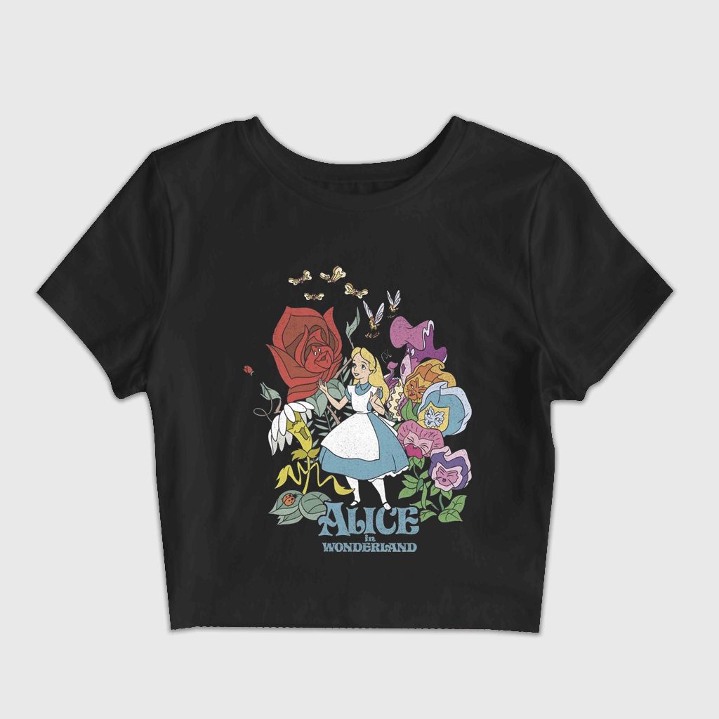 Alice In Wonderland Style Vintage Crop Top Tee