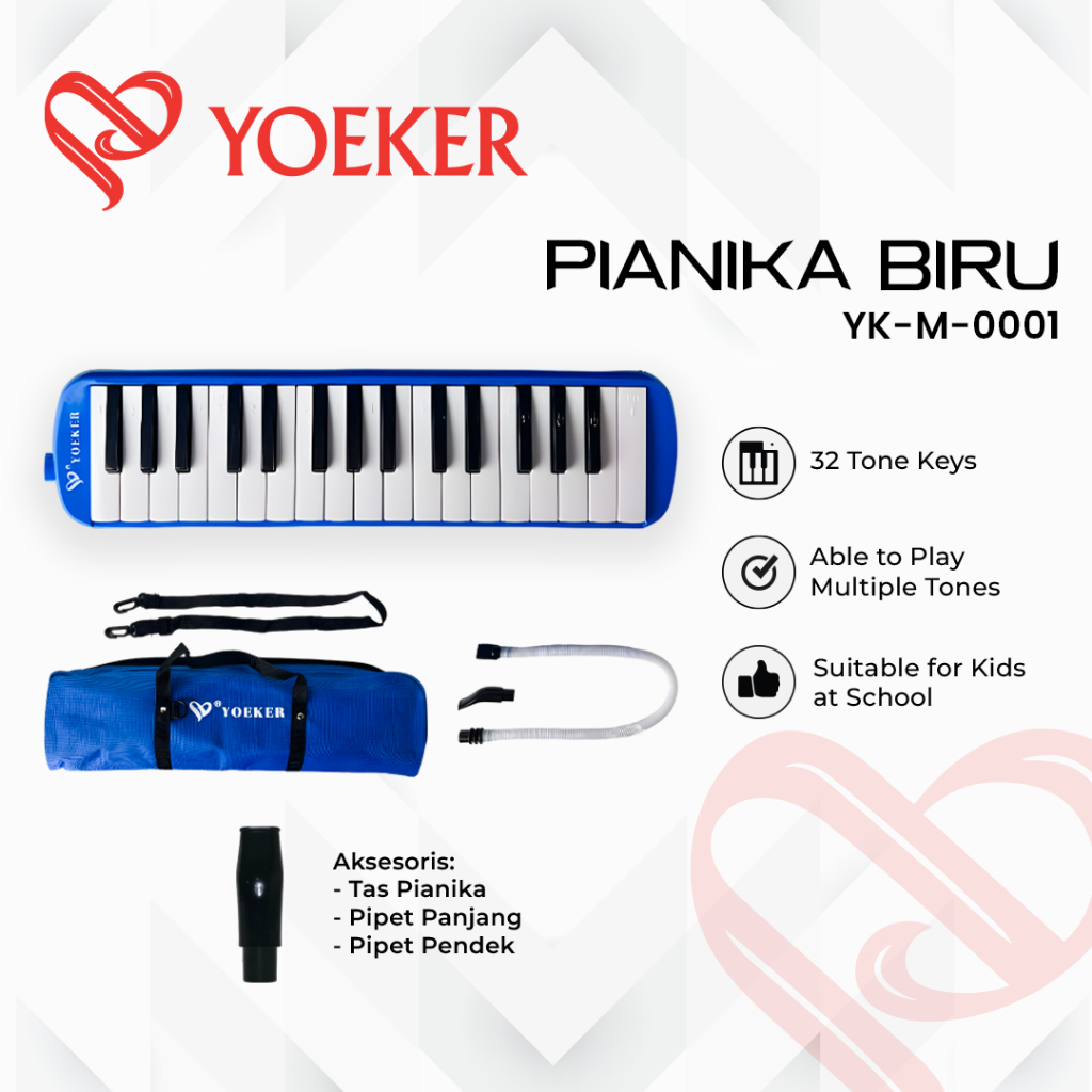 (1 PCS)Pianika Premium Melodica Yoeker Biru dan Pink
