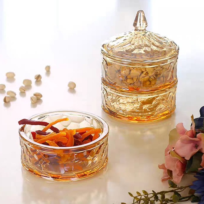 QUEENS - Toples Lebaran Snack Crystal Diamond Canister Candy Jar 3 Tingkat