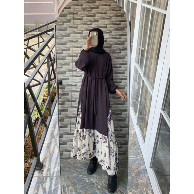 Gamis Aulia Kombinasi Rayon Dengan Crinkle | Gamis Lebaran 2024