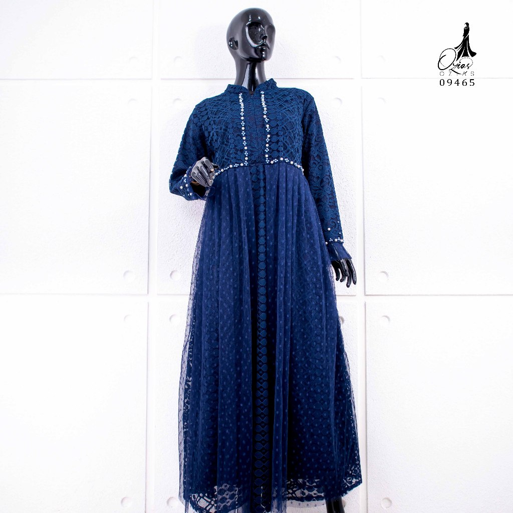 Ozias - Gamis Brokat Fimela 09465 Ld 105 120-navy