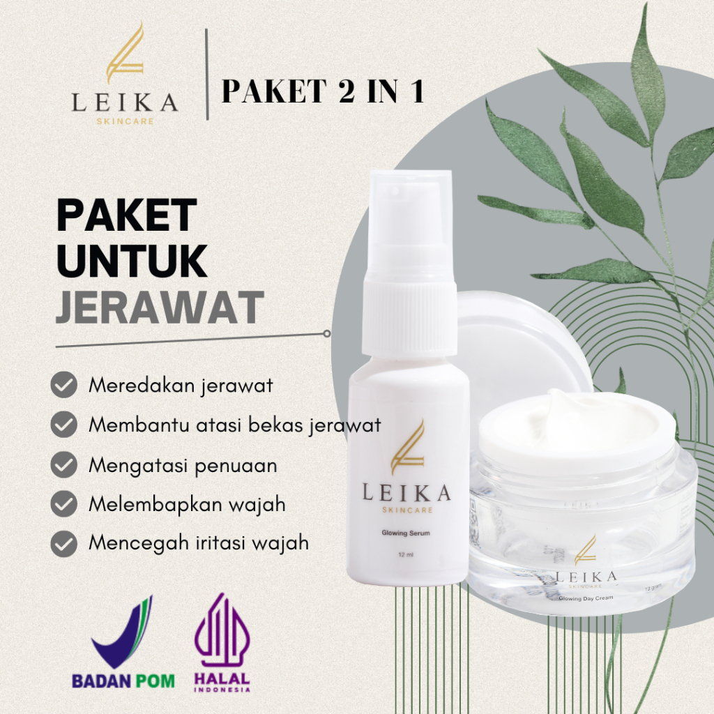 Paket 2in1 Penghilang Jerawat dan Bekas Jerawat Leika Skincare BPOM Halal MUI Serum Acne Penghilang 