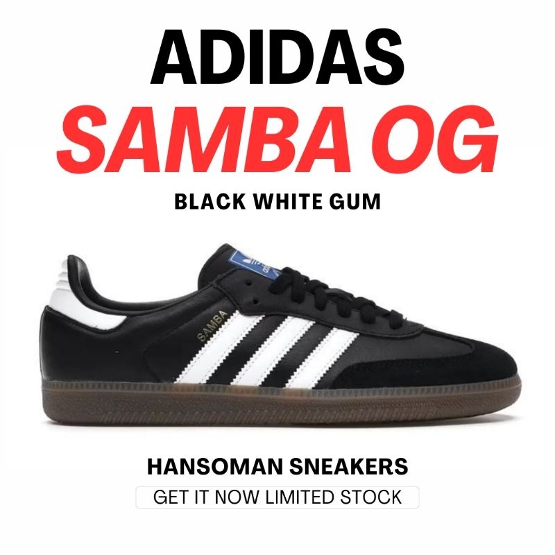 SALE TERMURAH SEPATU CASUAL PRIA ADIDAS SAMBA OG BLACK WHITE GUM SOLE ORIGINAL SNEAKERS PRIA