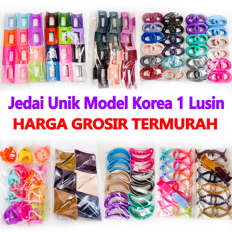 (12 Pcs) Jepit Rambut Jedai Salon Unik Model Korea 1 Lusin Harga Grosir