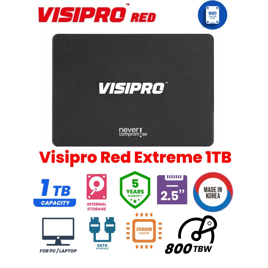 Visipro Red SSD - DRAM Cache - Extreme Series 1TB - Garansi 5 Tahun