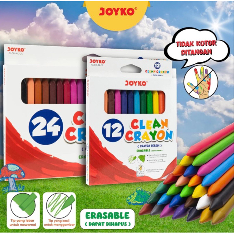 

Krayon Bersih Dapat Dihapus Clean Crayon Erasable Joyko