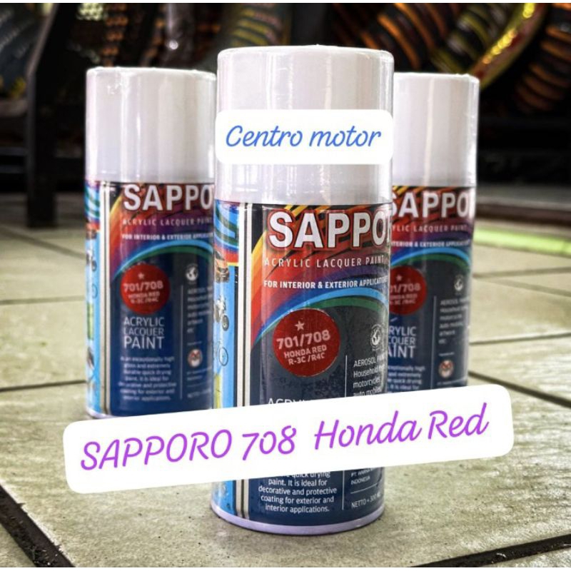 SAPPORO 708 HONDA RED 300ml.CAT SEMPROT CANDY TONE MERAH UNTUK BODY MOTOR,MOBIL,HOT WHEEL