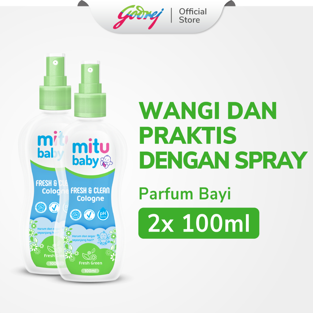Mitu Baby Cologne Fresh Green Spray 100ml x2 - Parfum Bayi