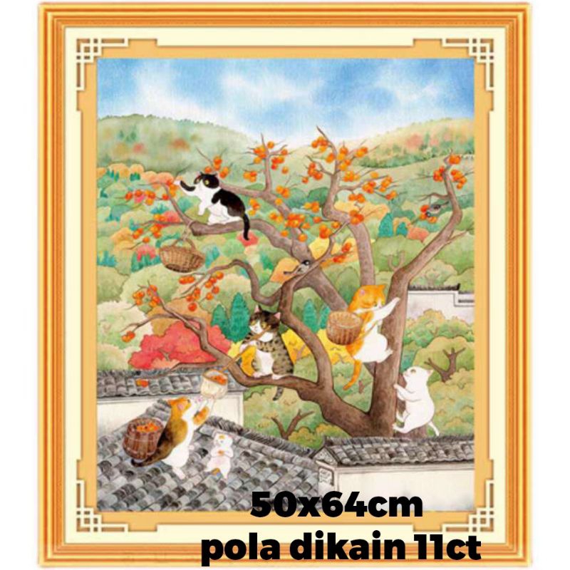 paket kristik pola kain 11ct tema kucing