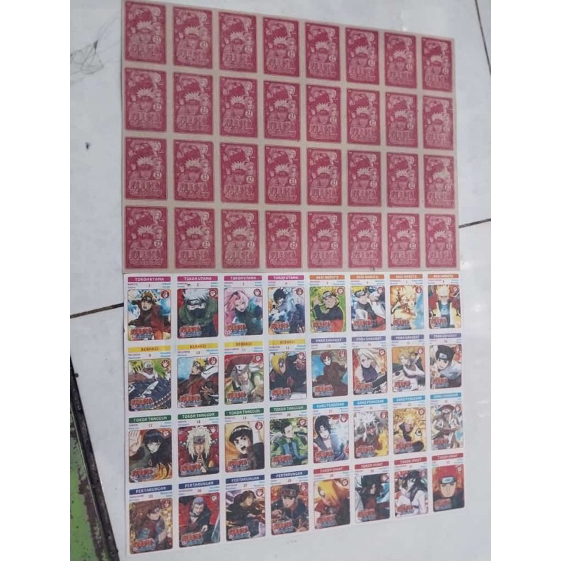 20Lembar Kartu Kwartet Mainan Anak Gambar Naruto Dan Kartun Lain