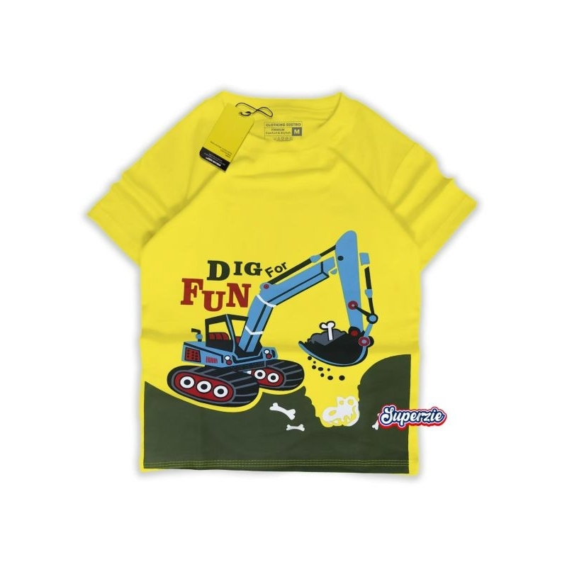 Baju kaos anak laki-laki mobil beko