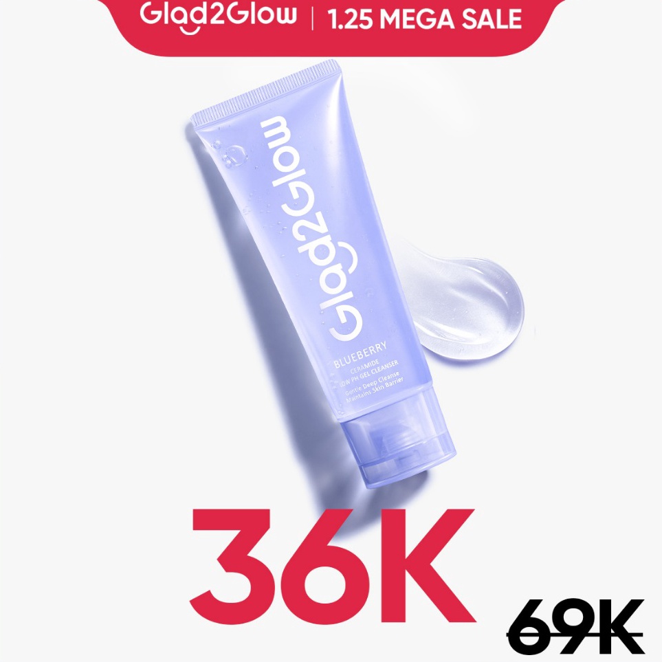 Deals TrxSs9S3 BPOMGlad2Glow Low Ph Face Wash Cleanser Gel Blueberry Ceramide Sabun Cuci Facial Wash