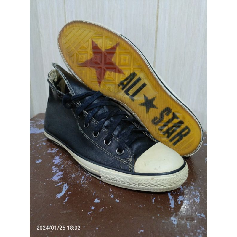 Sepatu Converse John Varvatos JV High Kulit Leather Size 46,5 Insole 30,5 Pernah Dipakai