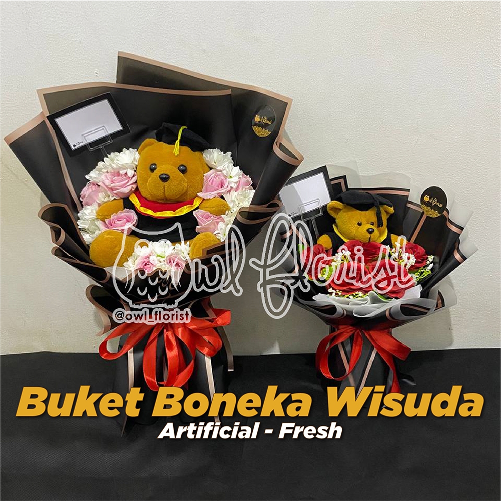 Buket Boneka Wisuda Teddy Bear | Bouquet Bunga Wisuda Surabaya Murah | Buket Graduation| Owl Florist